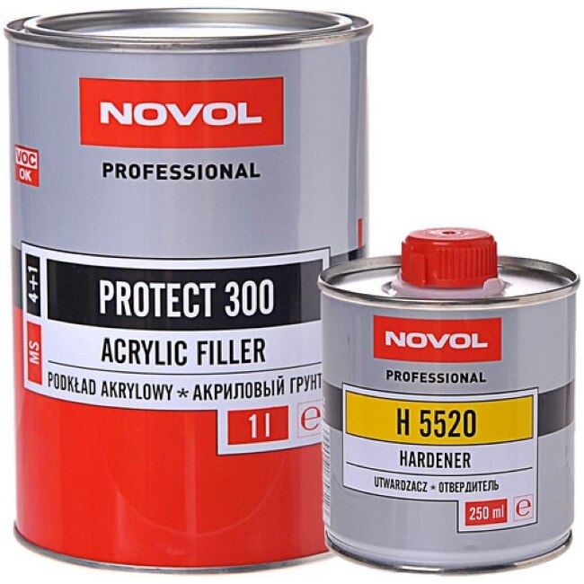 Set Grund Novol Protect 300 MS, negru 1l si intaritor H5520 0.25l