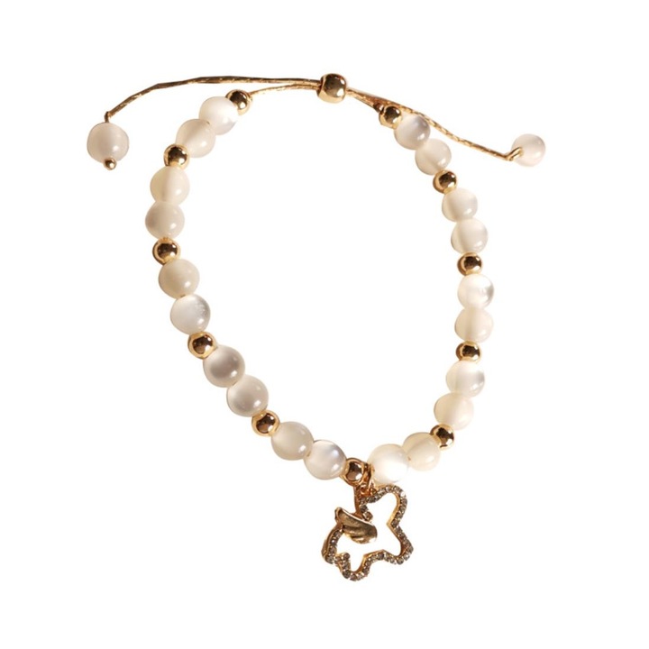 Гривна Pili-Paradise, регулируема, перли, бяло/злато