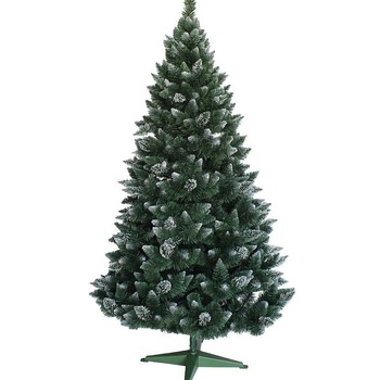 Brad de craciun artificial 180cm cu varfuri albe si conuri, si suport Brad de craciun artificial 180cm cu varfuri albe si conuri, si suport