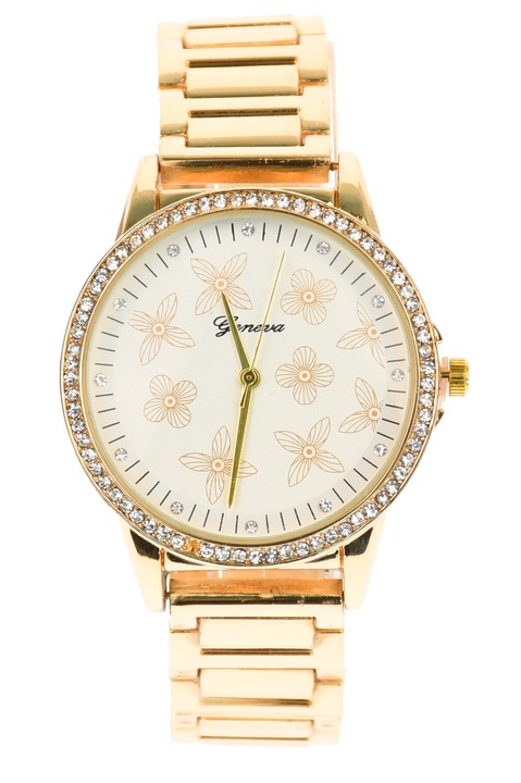 Ceas Dama casual, cu pietricele, GENEVA, auriu, quartz - GNVGOLD