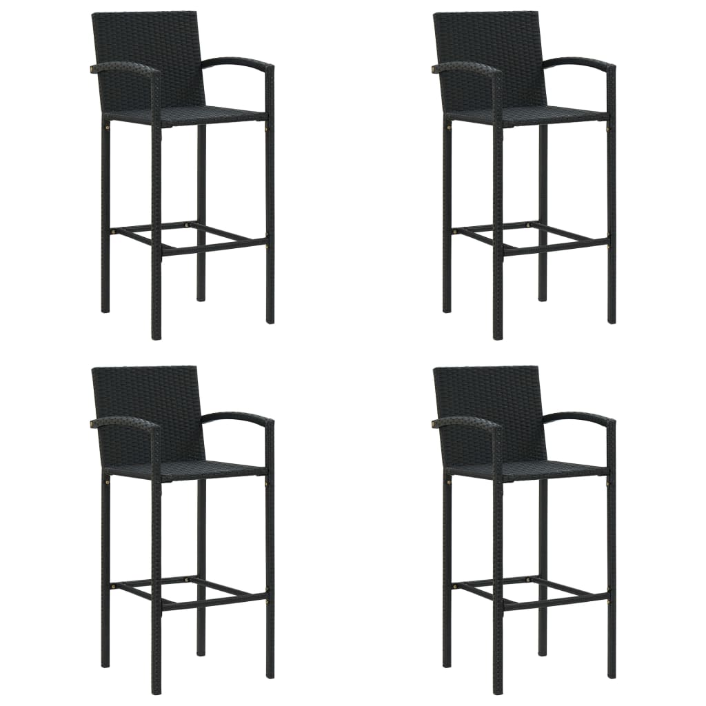 Set scaune de bar, 4 buc, negru, poliratan 313455 52 x 56 x 118 cm
