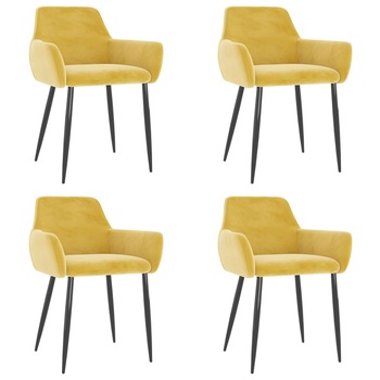 Set scaune de bucatarie, 4 buc galben mustar, catifea 3068038 Set scaune de bucatarie, 4 buc galben mustar, catifea 3068038