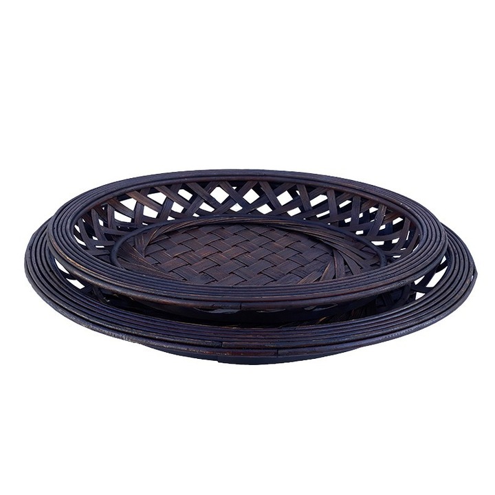 Set 2 fructiere rotunde din ratan, 40cm
