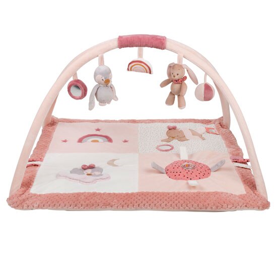 Saltea de joaca bebe cu activitati Nattou Activity Play Pauline & Sasha 87 x 87 x 52 cm