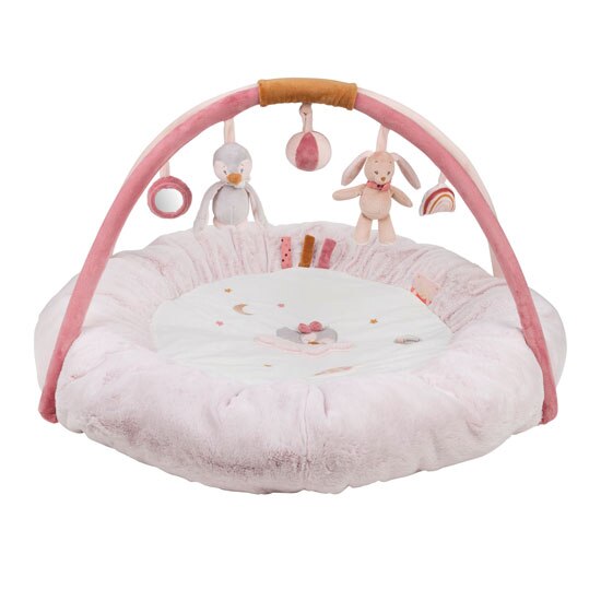 Saltea de joaca bebe rotunda cu activitati Nattou Activity Play Pauline & Sasha 87 x 87 x 52 cm