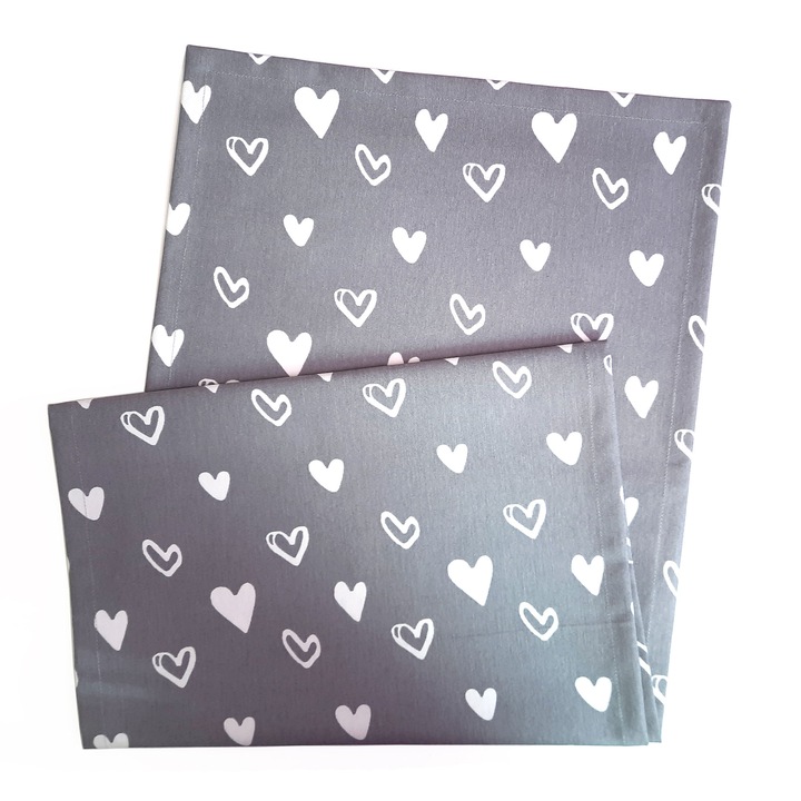Хидрофобиран тишлайфер Love Sign EloraVala, 35x180см, сив