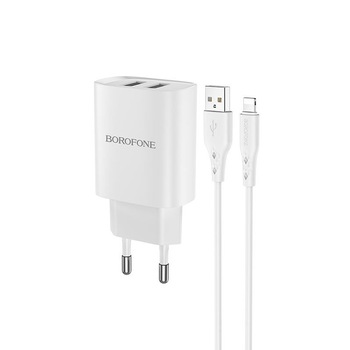 Incarcator Retea Borofone, BN2 2 x USB, Cablu Lightning, Alb Incarcator Retea Borofone, BN2 2 x USB, Cablu Lightning, Alb