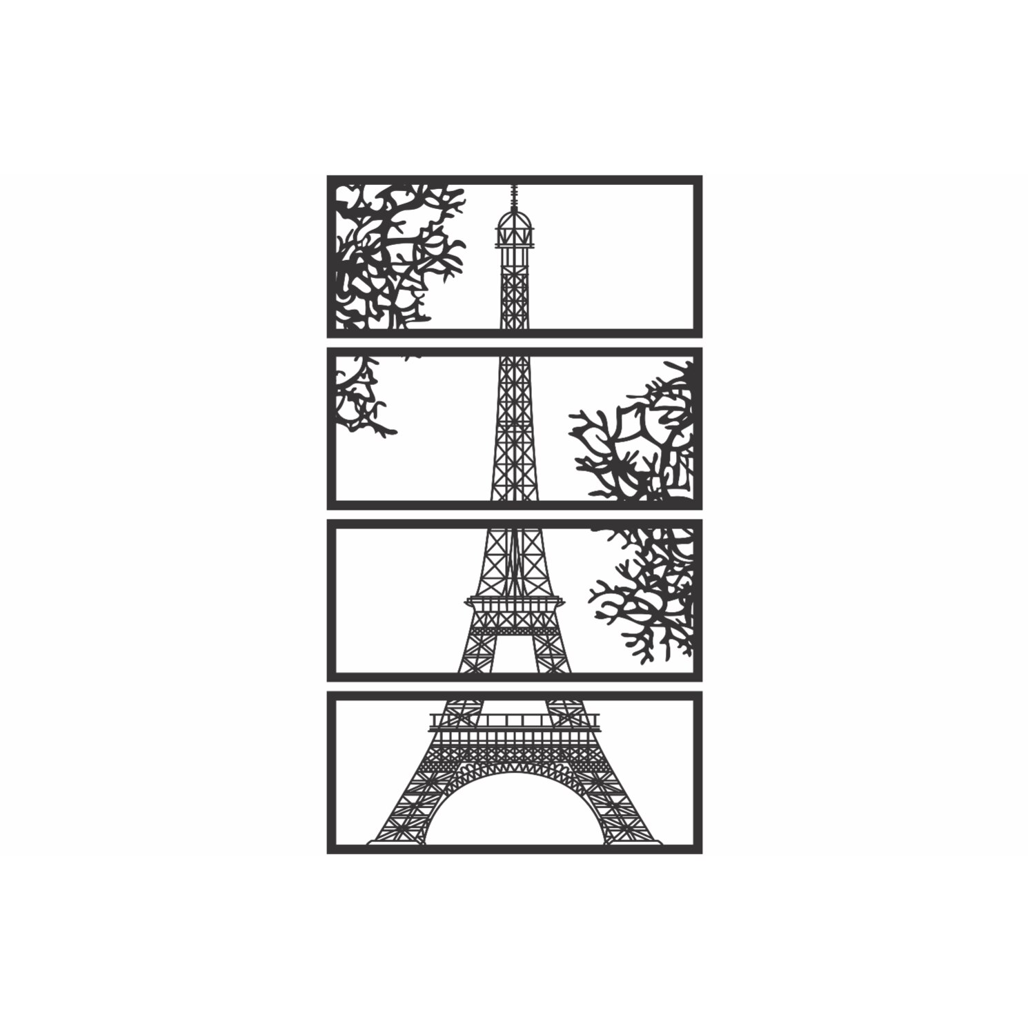 Decor perete Personalizabil Turnul Eiffel din lemn 58 cm x 105 cm