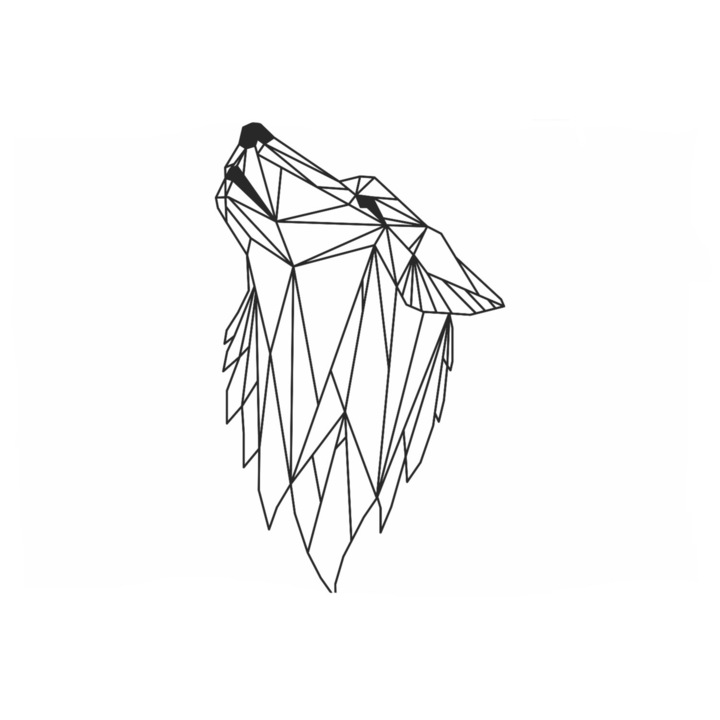 Персонализиращ геометричен декор за стена Дървен вълк 23 см х 38 см