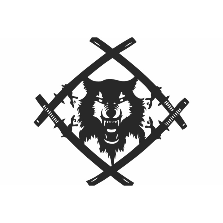 Персонализиран декор за стена Wolf in Swords HHH659 от дърво 30x29 cm