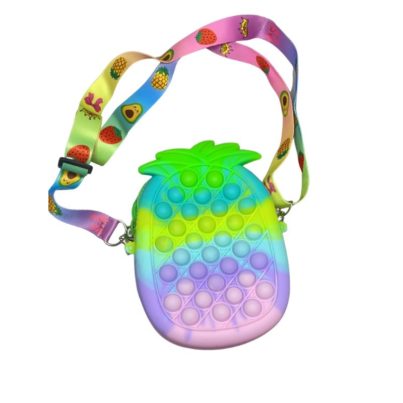 Jucarie antistres din silicon, Flippy, Pop It Now and Flip It, Geanta mica, Ananas, Multicolor, Model 3