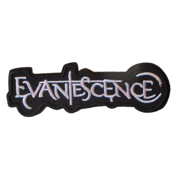 Petic textil model Evanescence, negru-alb,11x3,5 cm
