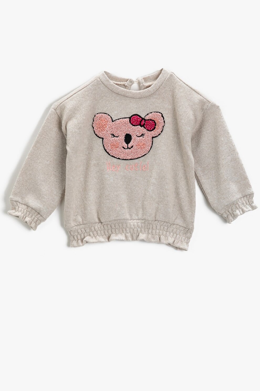 KOTON, Bluza sport cu broderie frontala, Bej/Roz