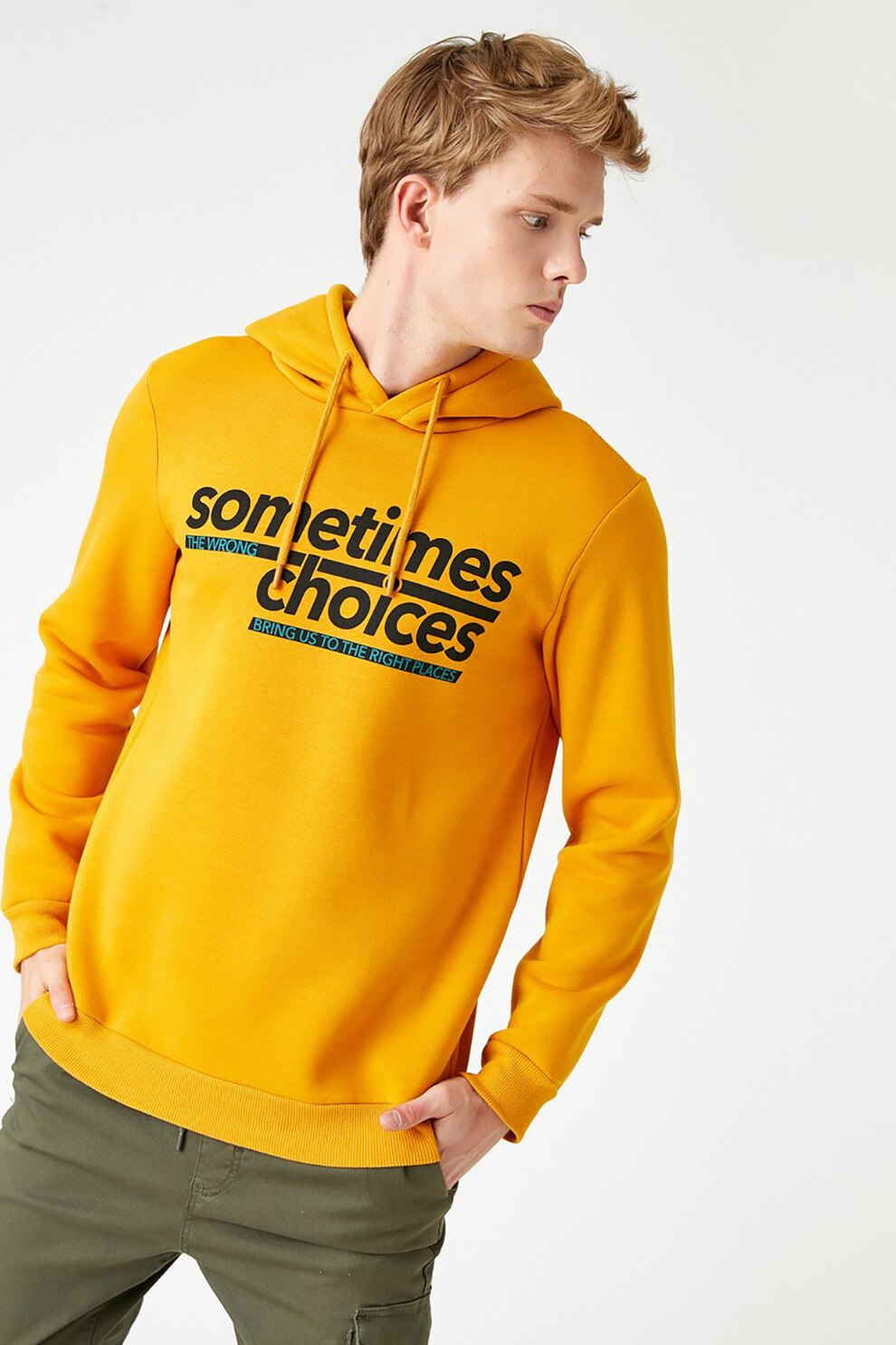 KOTON, Hanorac cu imprimeu text, Galben sofran