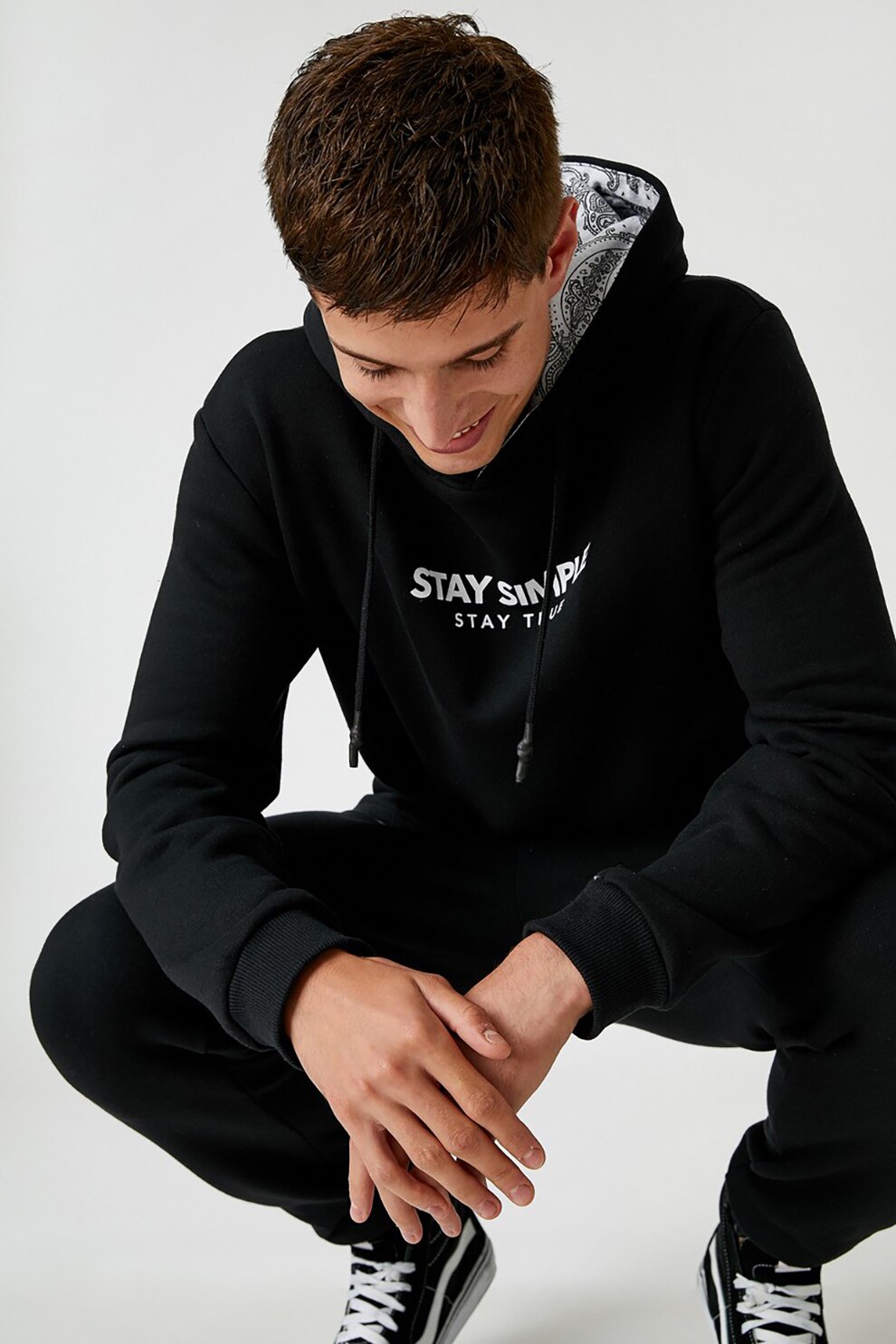 KOTON, Hanorac lejer cu detaliu text, Negru, 2XL