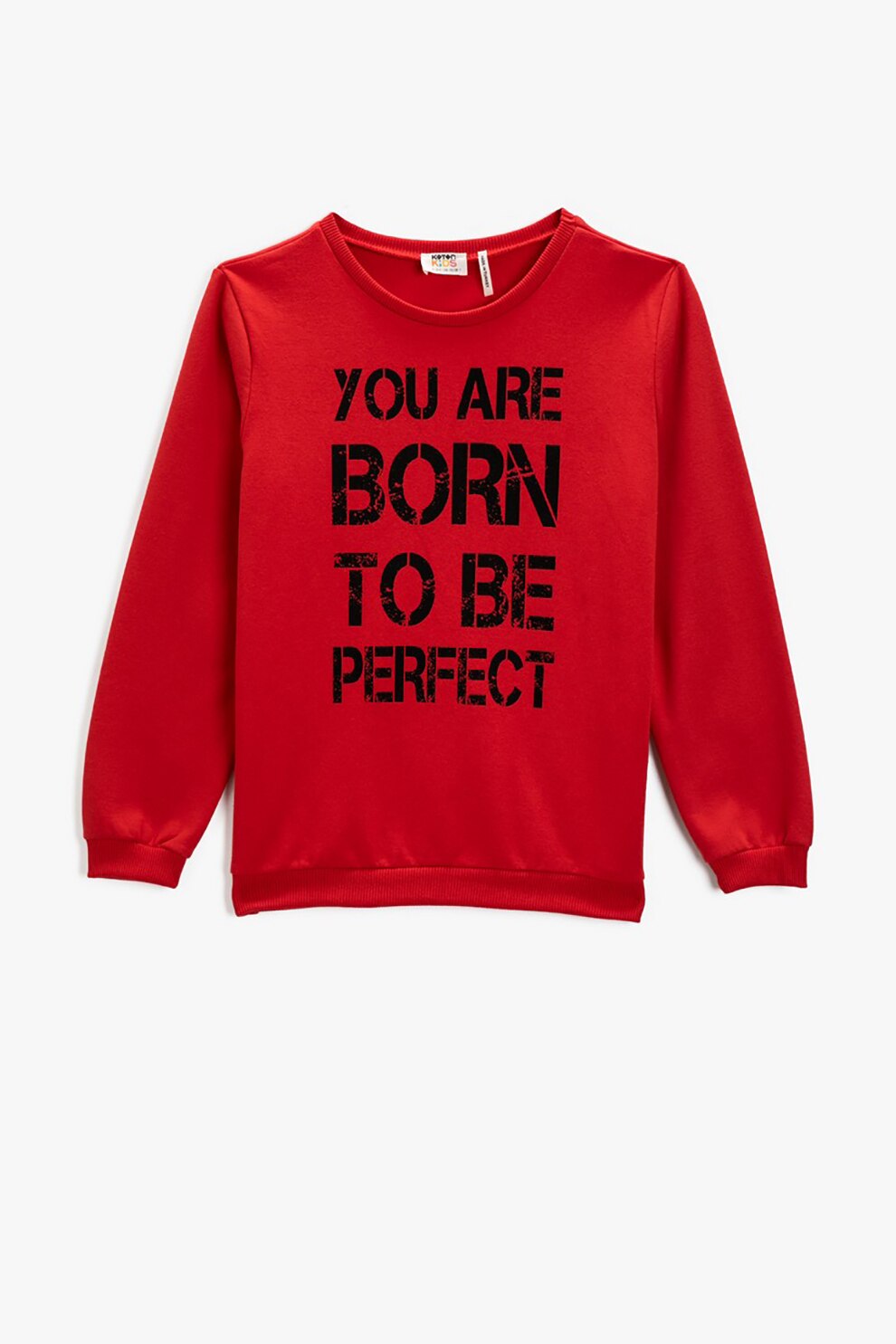 KOTON, Bluza sport de bumbac cu imprimeu text, Rosu/Negru