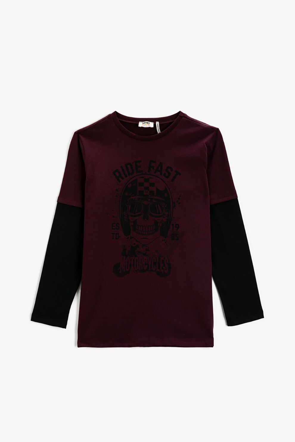 KOTON, Bluza din bumbac cu imprimeu grafic, Violet aubergine/Negru