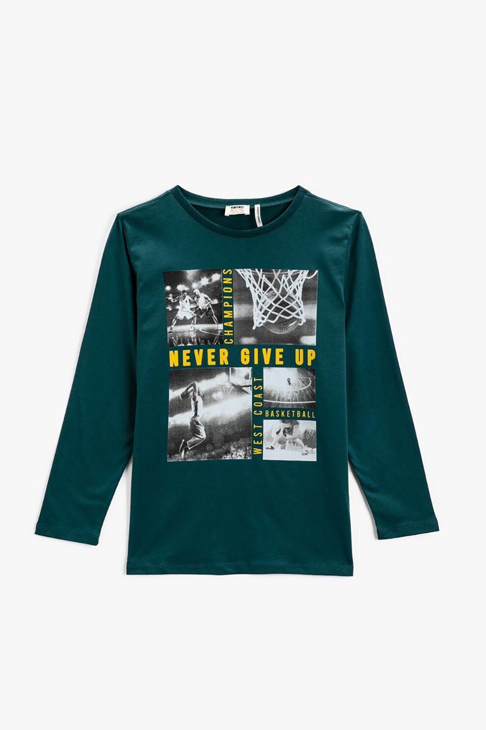 KOTON, Bluza din bumbac cu imprimeu grafic, Verde englez