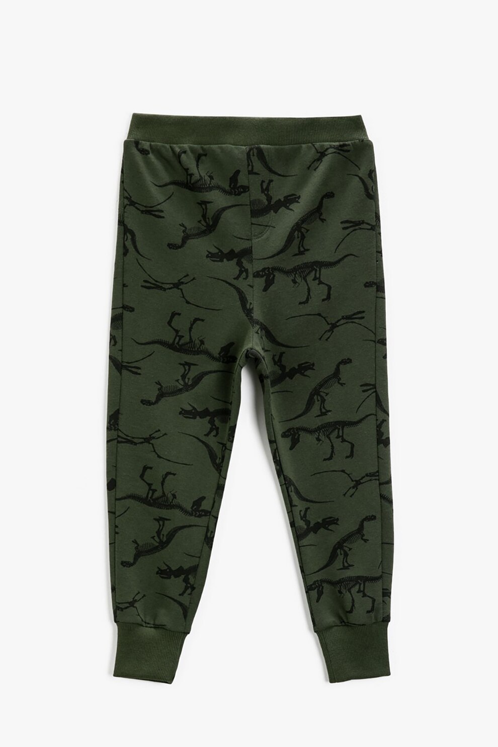 KOTON, Pantaloni sport cu imprimeu cu dinozauri, Verde militar/Negru
