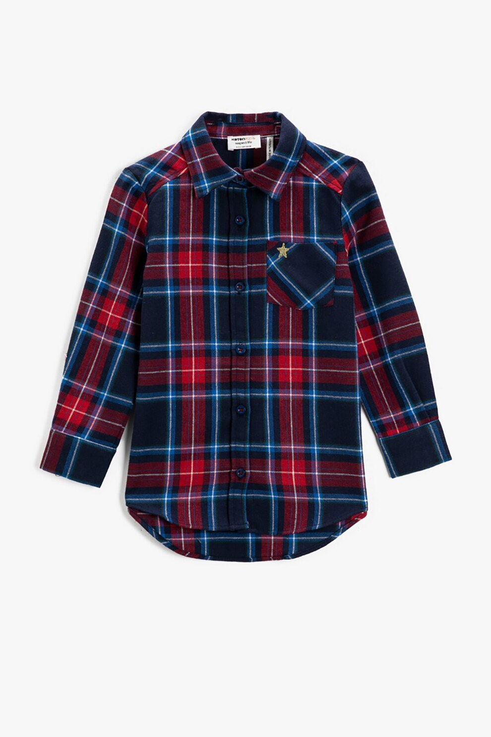 KOTON, Camasa cu model in carouri si buzunar pe piept, Bleumarin/Rosu