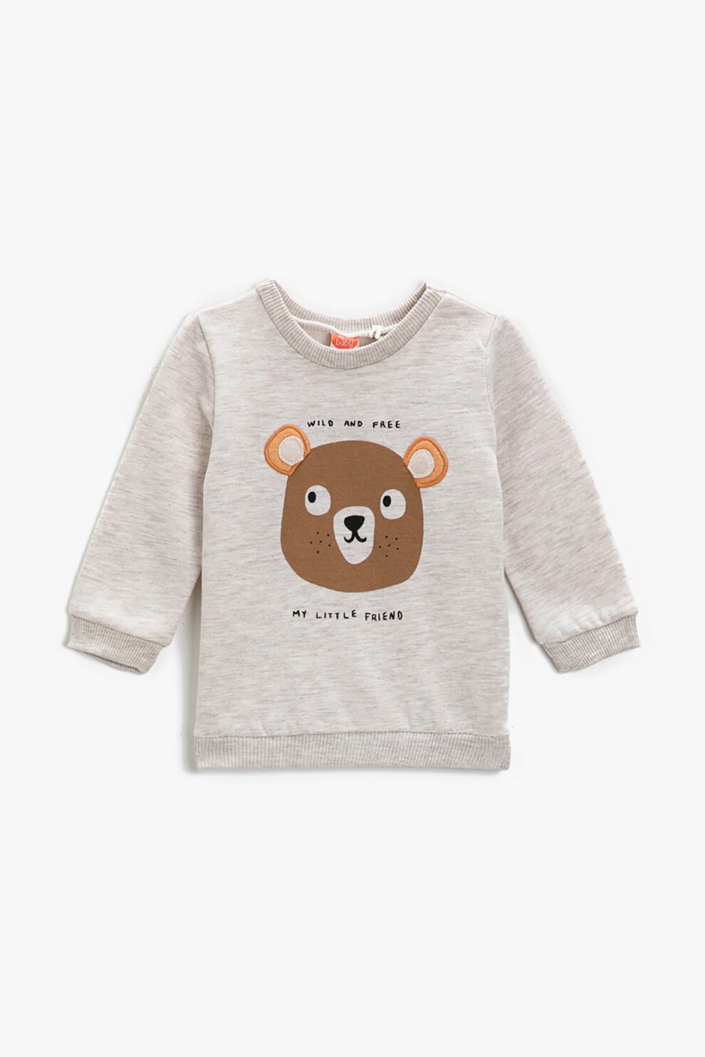 KOTON, Bluza sport cu decolteu la baza gatului si aplicatie, Bej/Maro