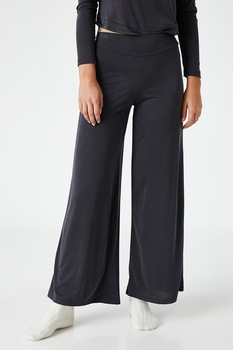KOTON, Pantaloni de pijama din amestec de modal cu croiala ampla, Gri antracit, L KOTON, Pantaloni de pijama din amestec de modal cu croiala ampla, Gri antracit, L