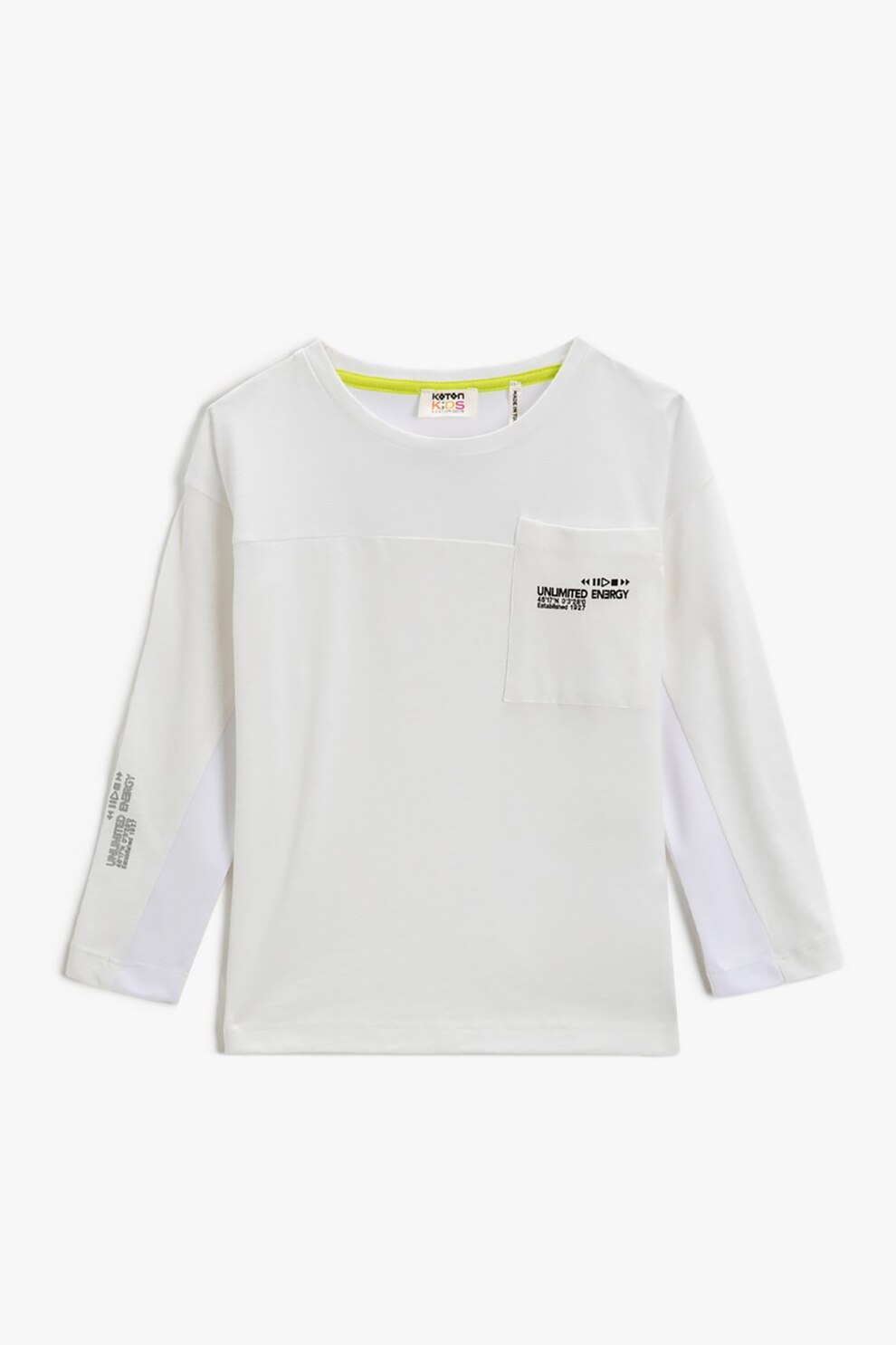 KOTON, Bluza cu decolteu la baza gatului si buzunar aplicat pe piept, Alb