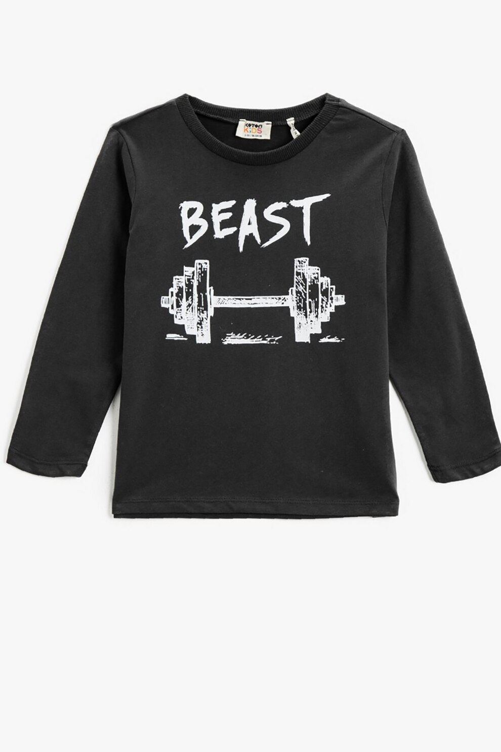 KOTON, Bluza din bumbac cu imprimeu grafic, Gri antracit