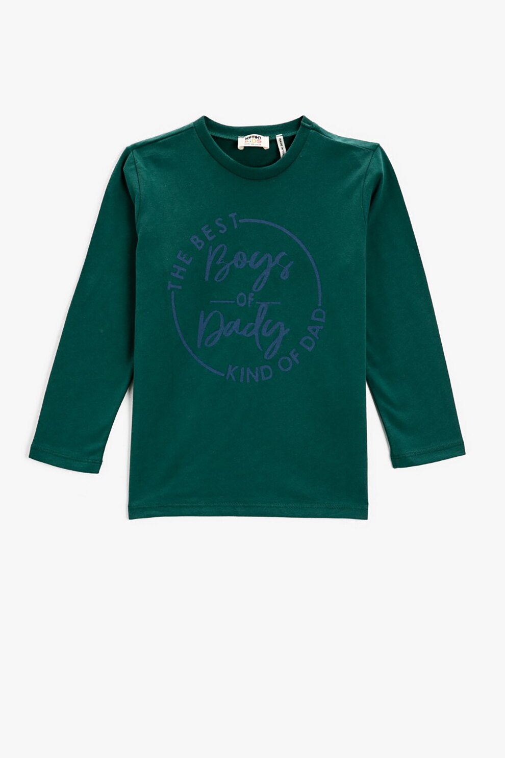 KOTON, Bluza din bumbac cu imprimeu text, Verde englez