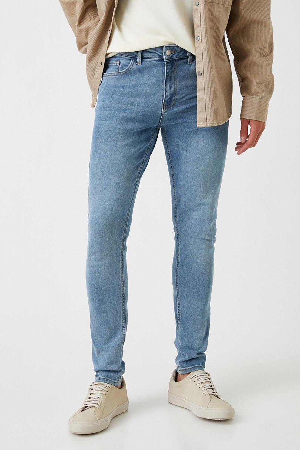 KOTON, Blugi skinny cu aspect decolorat Michael, Albastru deschis