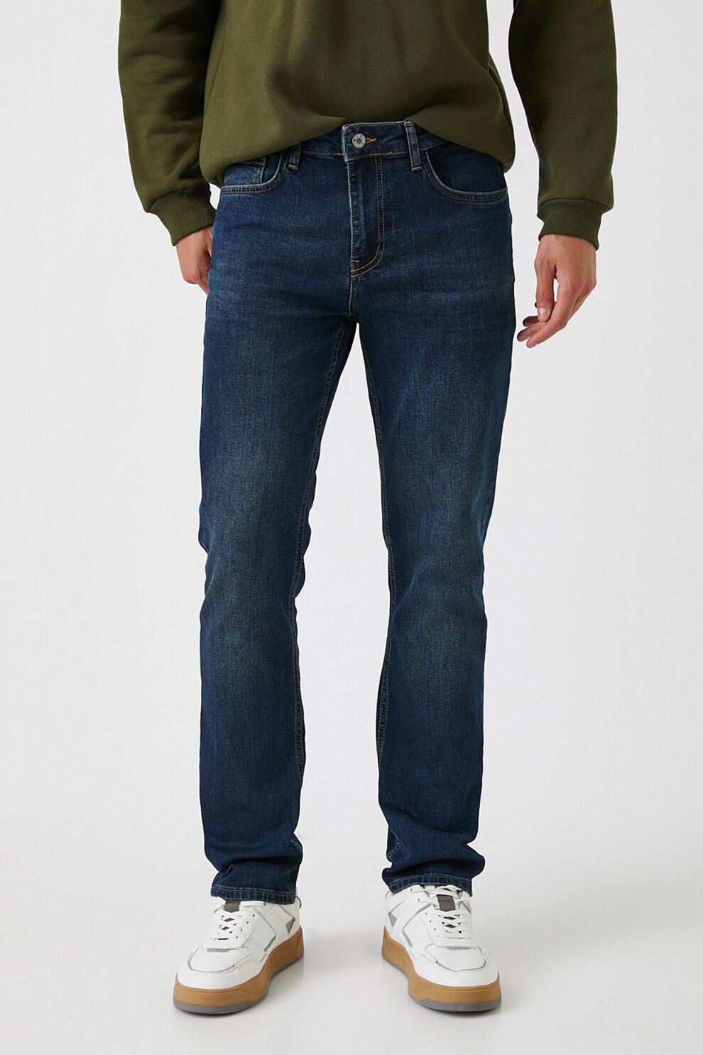 KOTON, Blugi cu croiala conica Mark, Albastru inchis, W33-L30