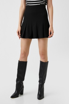 KOTON, Fusta cu talie inalta si pliuri, Negru, XL KOTON, Fusta cu talie inalta si pliuri, Negru, XL