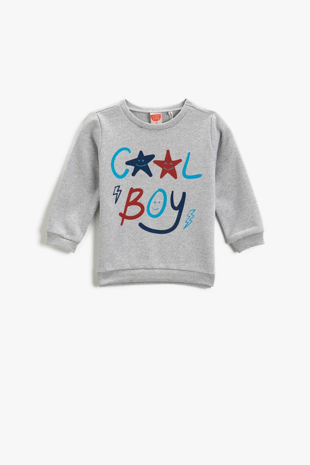KOTON,Bluza sport cu imprimeu text, Gri deschis melange/Rosu/Albastru