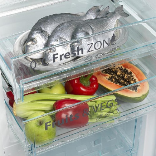 Frigider cu doua usi Snaige RF56NG-P5CBNF0, Compresor inverter, No Frost, Clasa F, 290 l, H 190 cm, Inox
