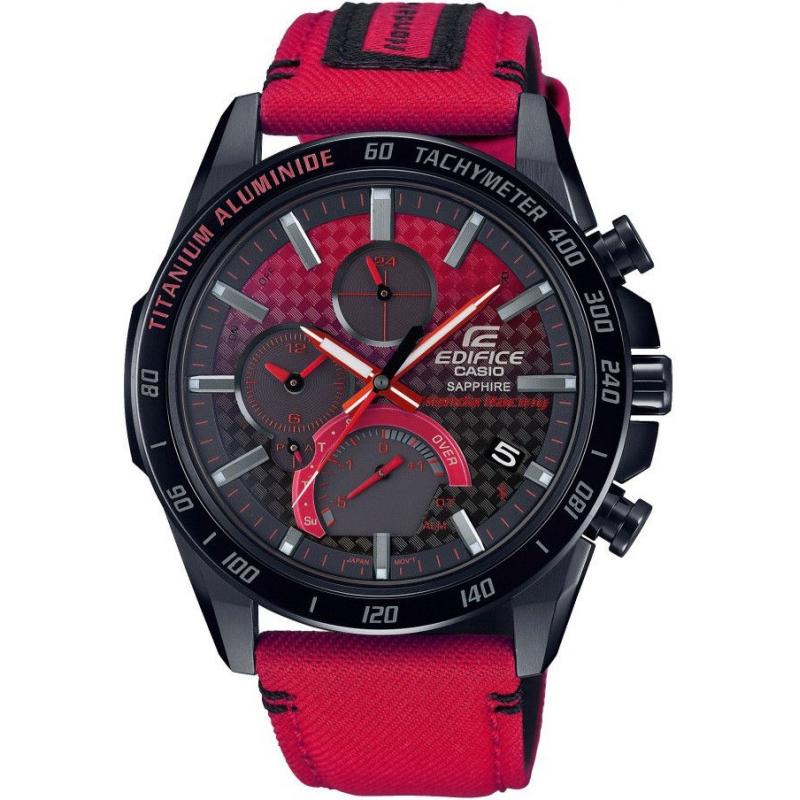 Ceas Casio Edifice Honda Racing Limited Edition EQB-1000HRS-1AER, Otel/Textil, 10 ATM, Rosu/Negru