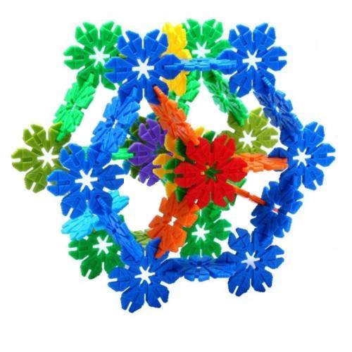 Set de constructie cu flori, joc educativ tip rotodisc, 190 piese, multicolor