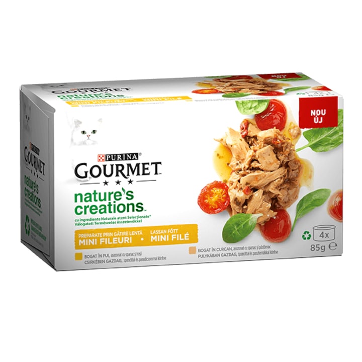 Мокра храна за котки Gourmet Nature's Creations, Multipack Пиле + Пуешко, 4x85 гр