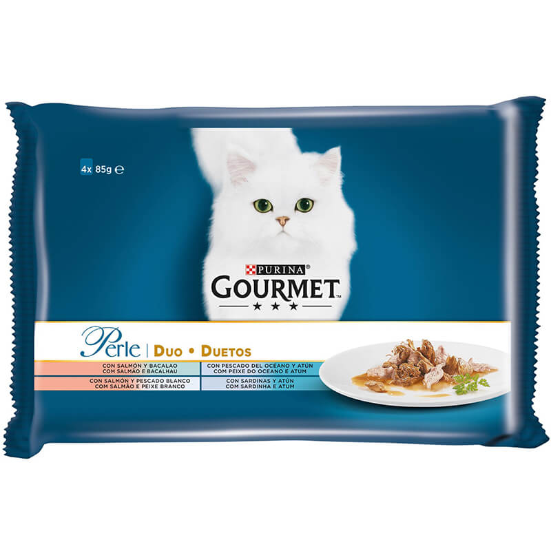 Hrana umeda pentru pisici Gourmet Perle, Multipack Duo Marin, 4x85g