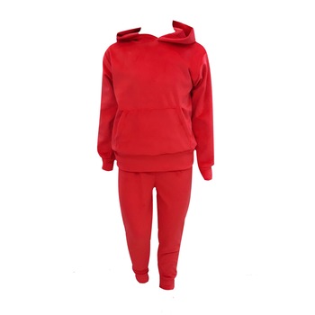 Compleu copii din catifea, doua piese, Rosu Compleu copii din catifea, doua piese, Rosu