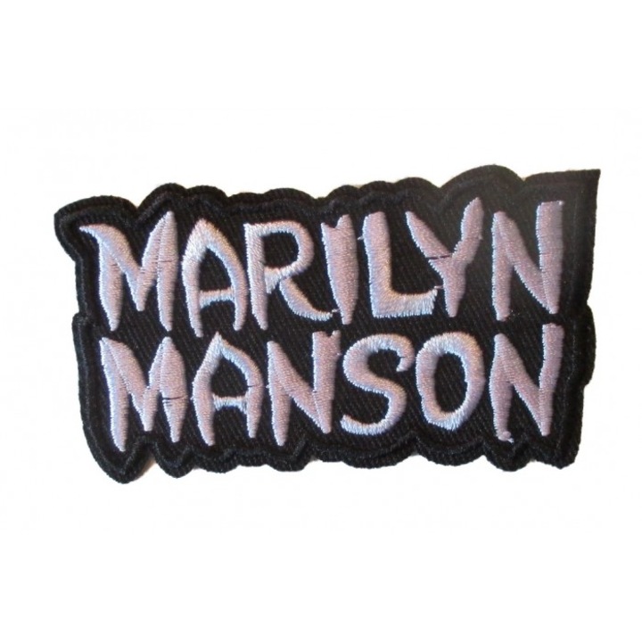 Petic textil model Marylin Manson negru-alb 8x4,5