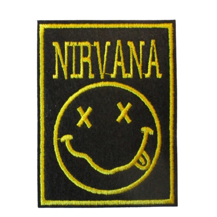 Petic textil Nirvana negru-galben 9,5x7 cm