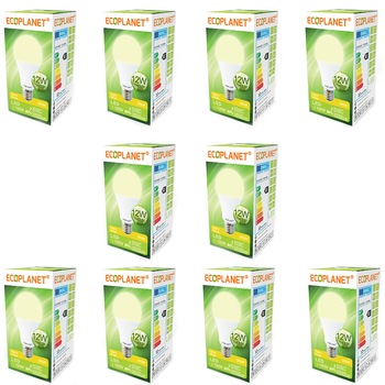 Set 10 buc - Bec LED Ecoplanet, E27, 12W (100W), 1140 LM, F, lumina calda 3000K, Mat Set 10 buc - Bec LED Ecoplanet, E27, 12W (100W), 1140 LM, F, lumina calda 3000K, Mat