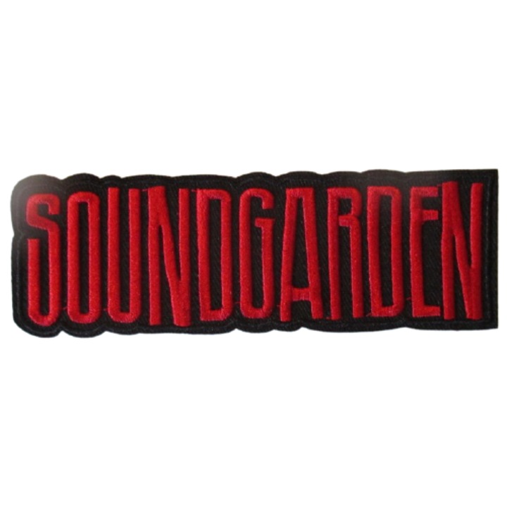 Petic textil model Soundgarden, negru-rosu 12x4 cm