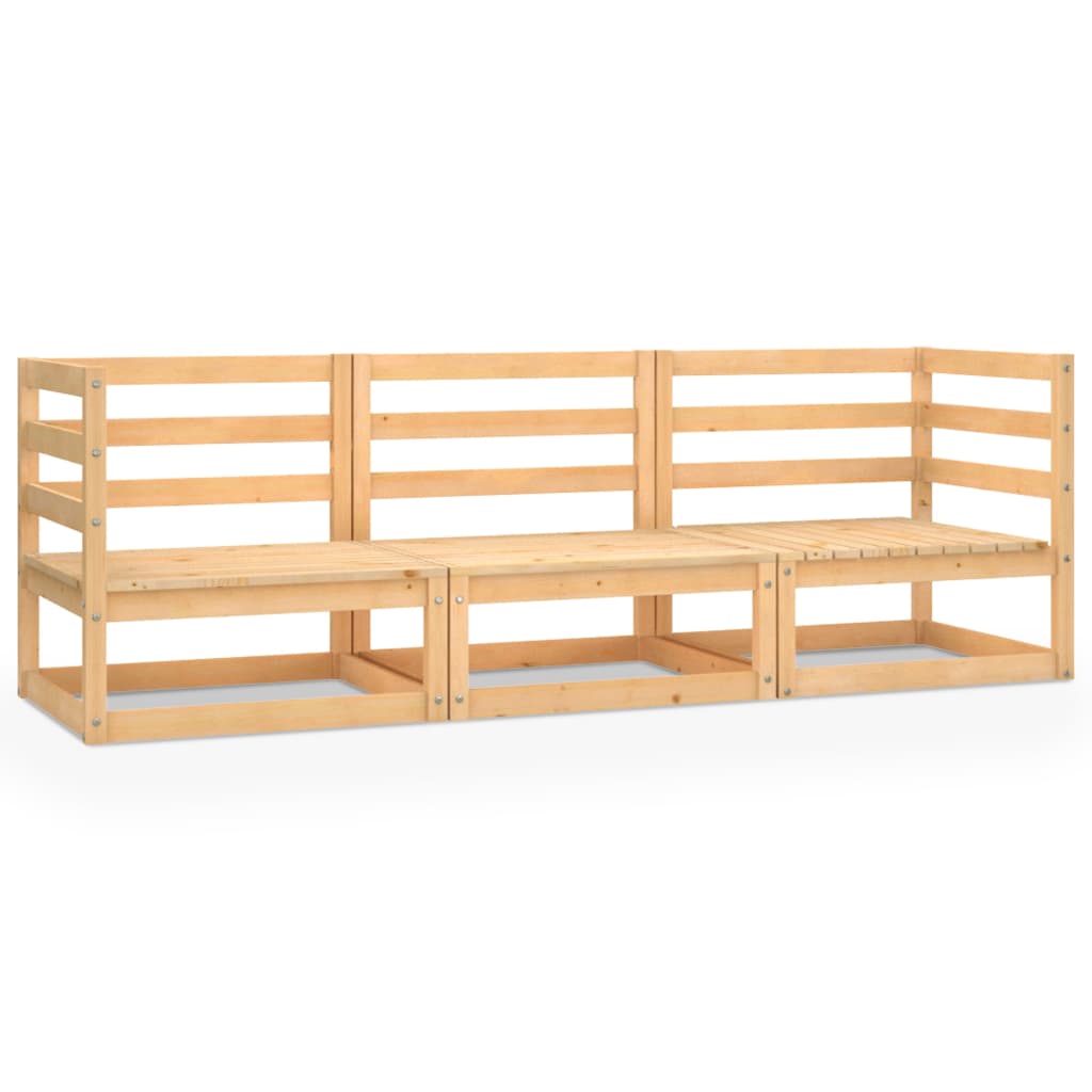 Canapea de gradina din lemn masiv cu 3 locuri cu spatar vidaXL, Lemn, 70 x 70 x 67 cm, Maro