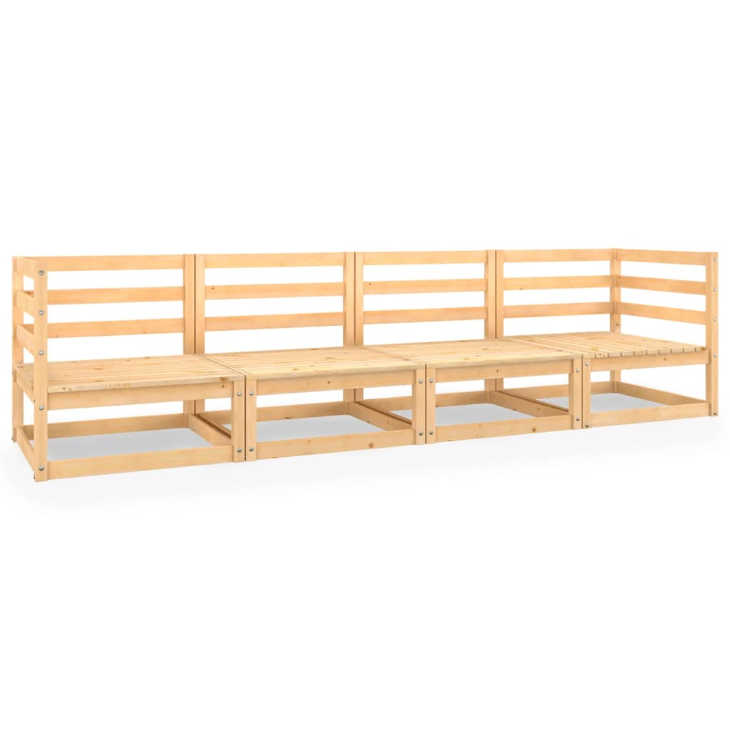 Canapea de gradina din lemn masiv cu 4 locuri cu spatar vidaXL, Lemn, 70 x 70 x 67 cm, Maro