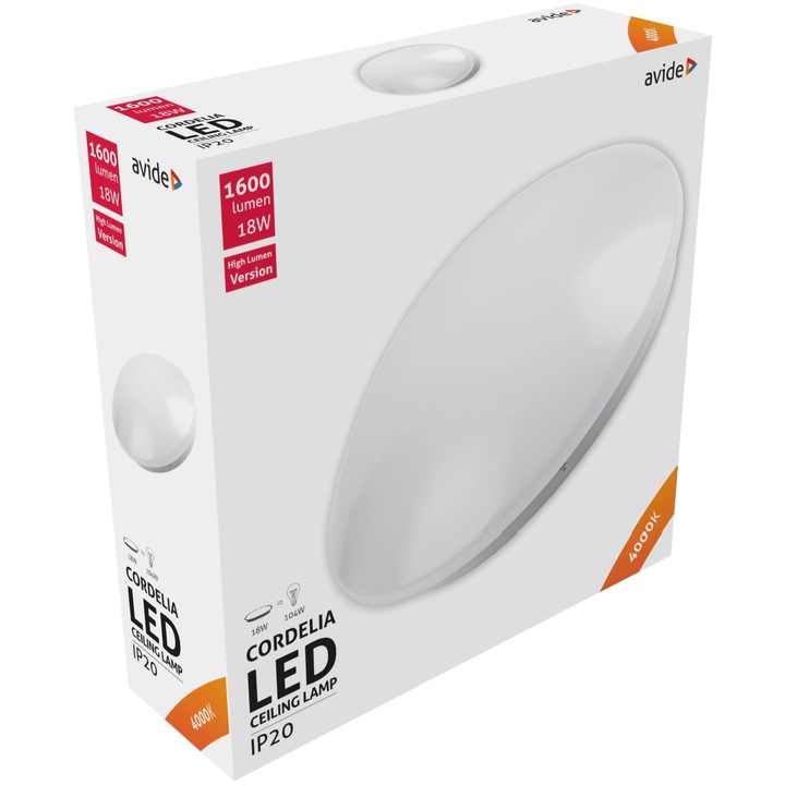 Avide LED Mennyezeti Lámpa Cordelia 18W 330*100mm NW 4000K
