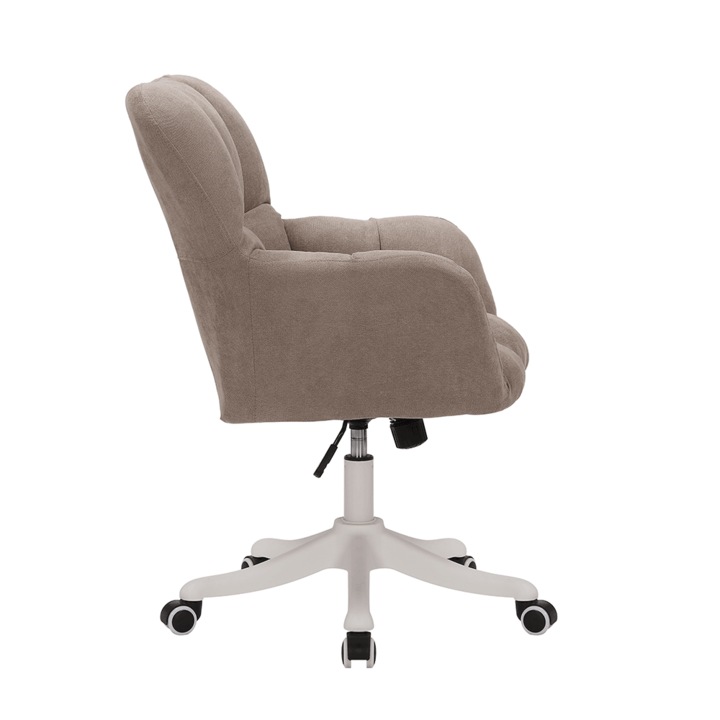 Scaun de birou gri maro, confortabil, tapitat, rotativ, inaltime reglabila, design elegant si modern, 64x67x89, 5-99, 5 cm