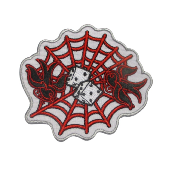 Petic textil, model zaruri pe panza de paianjen, multicolor,9x7.5cm