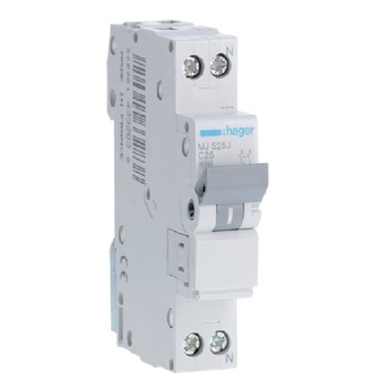 Disjunctor 1P+N, 25A, 4,5kA, C, 1M, Hager Disjunctor 1P+N, 25A, 4,5kA, C, 1M, Hager