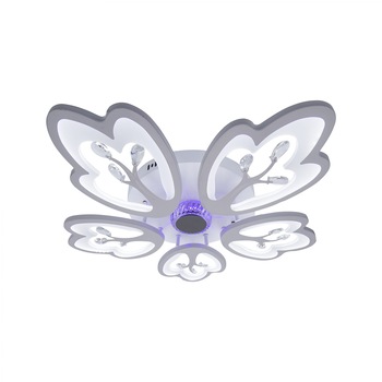 Lustra LED Clics Cinq Blanc, 110 W, RGB decorativ, Reglabila prin telecomanda, Lumina calda, rece, neutra Lustra LED Clics Cinq Blanc, 110 W, RGB decorativ, Reglabila prin telecomanda, Lumina calda, rece, neutra